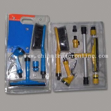 Four-piece and Eight-piece Car Wash Kit Including Scrub Brush and Squeegee