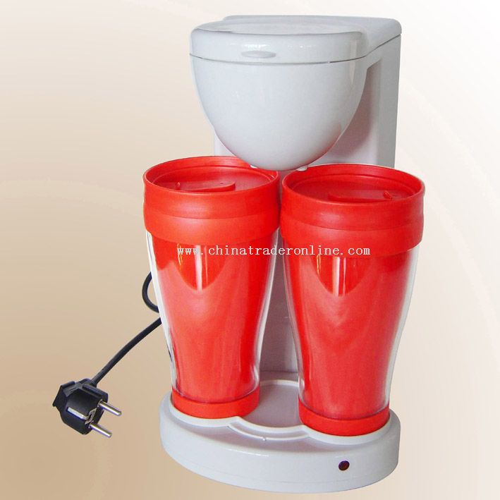 COFFEE-MAKER WITH TWIN PLASTIC CUPS