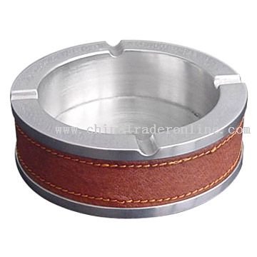 Leather and steel Ashtray from China