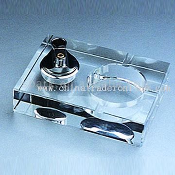 Crystal Lighter and Ashtray Set