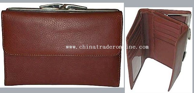 Top grade leather metal framed organzier wallet with various function from China