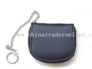 Leather or synthetic leather material coin purses with metal chain