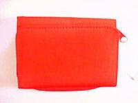 Red micro fiber material wallet with coin purse and multi function pockets inside