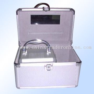 PVC, half-moon-shaped aluminum strips cosmetic bag from China