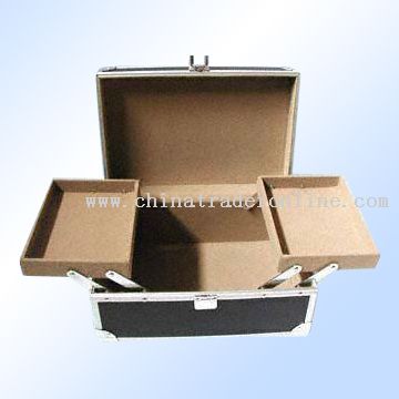 PVC exterior, square aluminum strips cosmetic bag