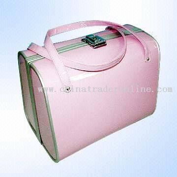 pink makeup case. PVC leather cosmetic case