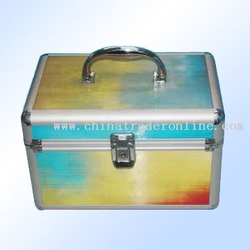 multicolor PVC and aluminum half-moon strips cosmetic bag from China