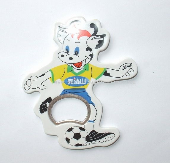 Cow Playing Football Bottle Opener