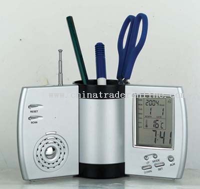 Rotary Penholder with Radio and Calendar