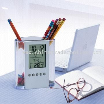 Clock Pen Holder with Calendar