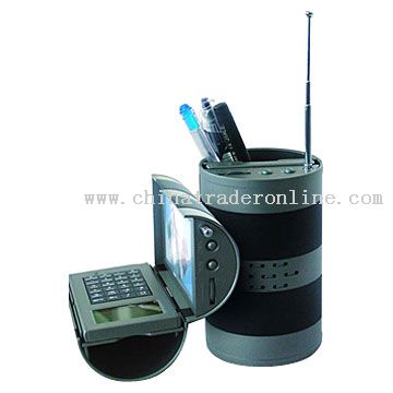 Clock Radio with Pen Holder