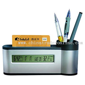 Nameplate and Pen Holder with Calendar