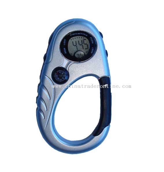 Carabiner LCD clock with compass