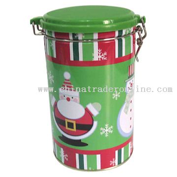 Christmas Round Tins With A Plastic Lid