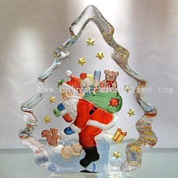 Christmas Santa Mould Painted Crystal from China