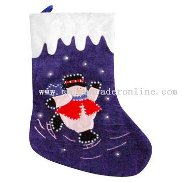 Flashing Fiber Optic Snowman Stocking from China