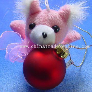 Glass Hanging Ornament with Plush Toy from China