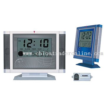 LCD Clock with Moon Phase and Wireless Doorbell from China