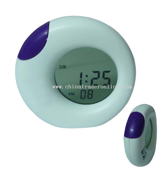 Round Mirror shape LCD clock. from China
