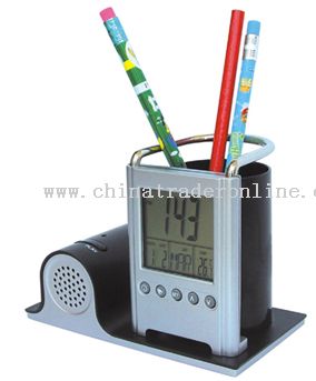 Clock Pen Holder with Record