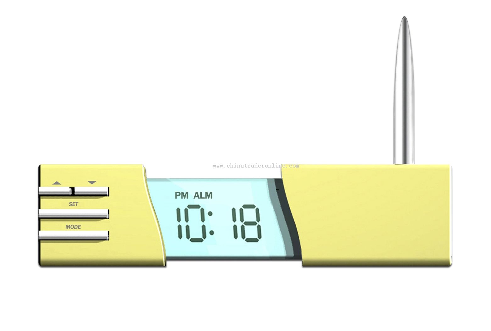 Foldable LCD clock with penholder