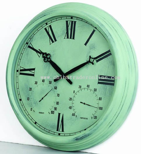 15inch Metal wall clock with temperature & humidity display from China