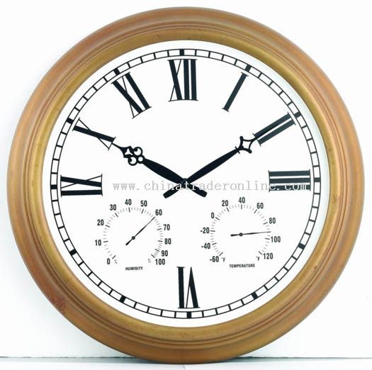 18inch Metal wall clock with temperature & humidity display from China