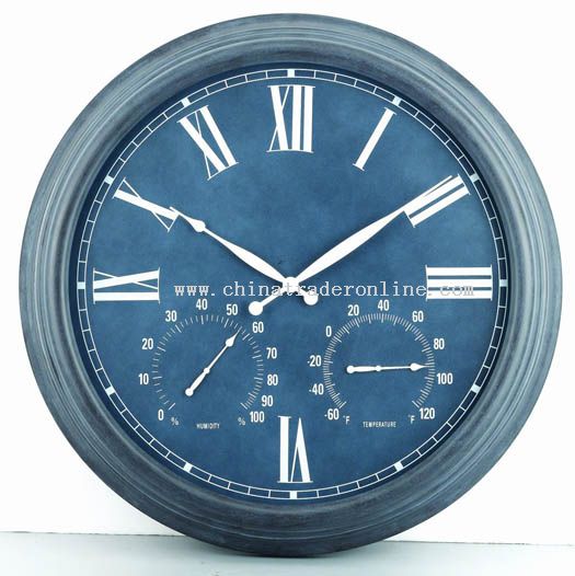 23inch metal wall clock with temperature & humidity display from China