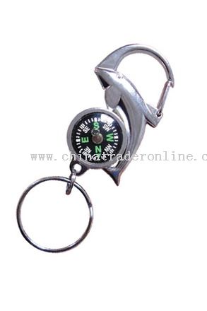 Metal Keychain with Compass