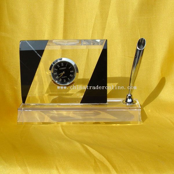 Crystal Clock Form One with Pen holder from China