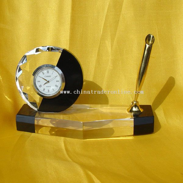 Crystal Clock Form One with Pen holder from China
