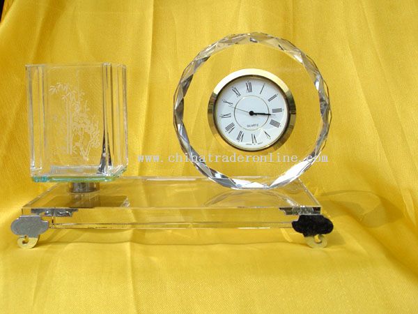 Crystal Pen holder with Clock Office Supplies from China