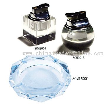 Crystal Lighters and Ashtray from China