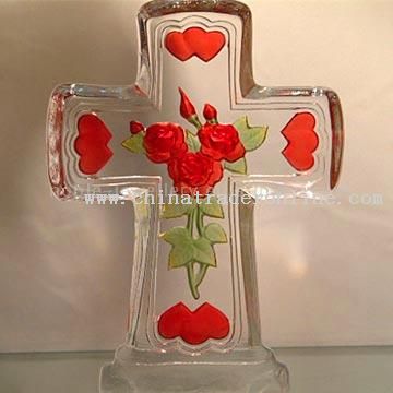 Red Rose 2D Mould Painted Crystal from China