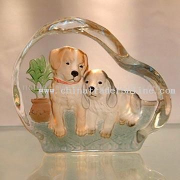 Tow Dogs 2D Mould Painted Crystal