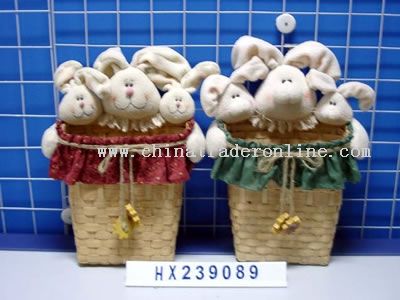 three-white hare head in basket 2/s
