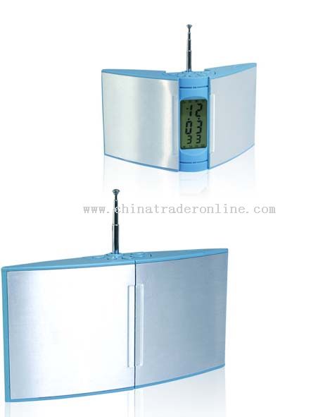 Clock radio with large space for logo