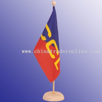 Desktop flag, 14 x 24 cm flag wooden pole and base, 37 cm height