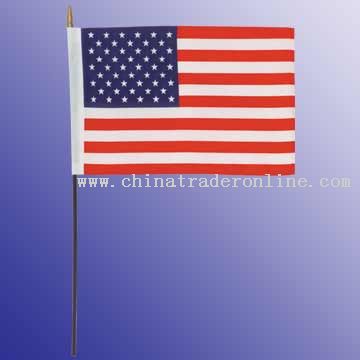 16 x 24inches nylon flag with black wooden pole and gold spear 900 x 12 mm from China