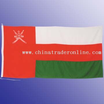 300D polyester flag with canvas header, cord and 2 wooden toggles from China