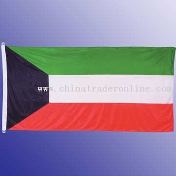 High quality knitted Polyester Flag with White Header and 2 ring cords