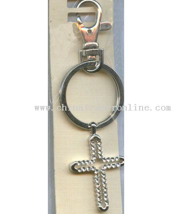 Metal Key Ring with Cross