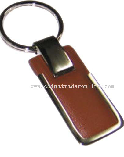 Metal Keychain with Leather