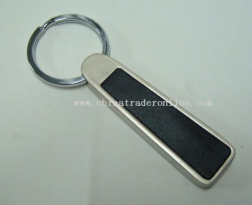 Metal Keychain with Leather