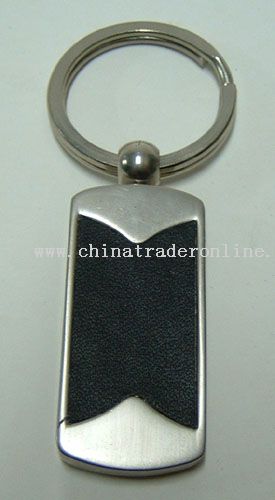 Metal Keychain with Leather