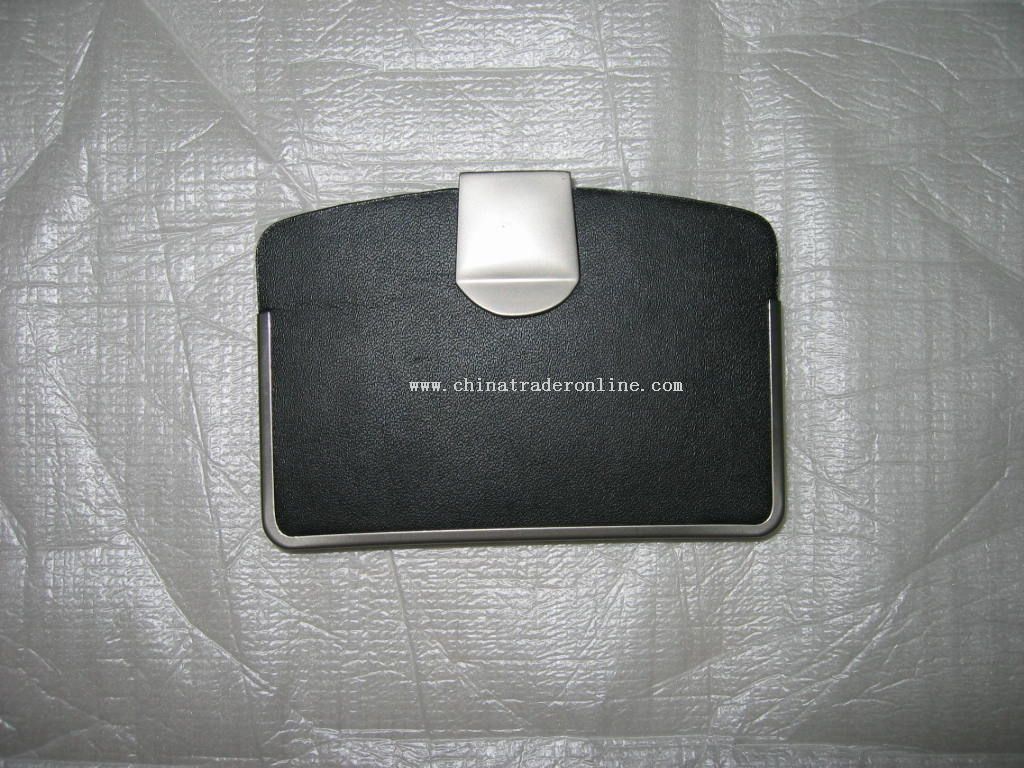 Card holder with metal clip and metal frame