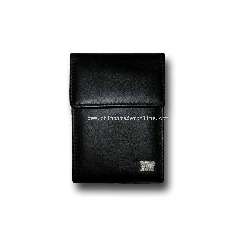Top grade leather clip back namecard holder with velco closure