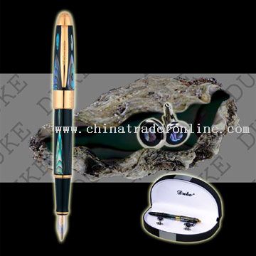 14K Gold Pen - Bright Pearl In The Dark Sea