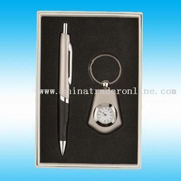 Pen with Keychain Clock GIft Sets from China