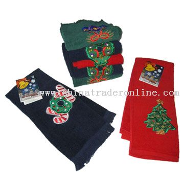 Christmas Day Kitchen Towel & Tea Towel with Applique